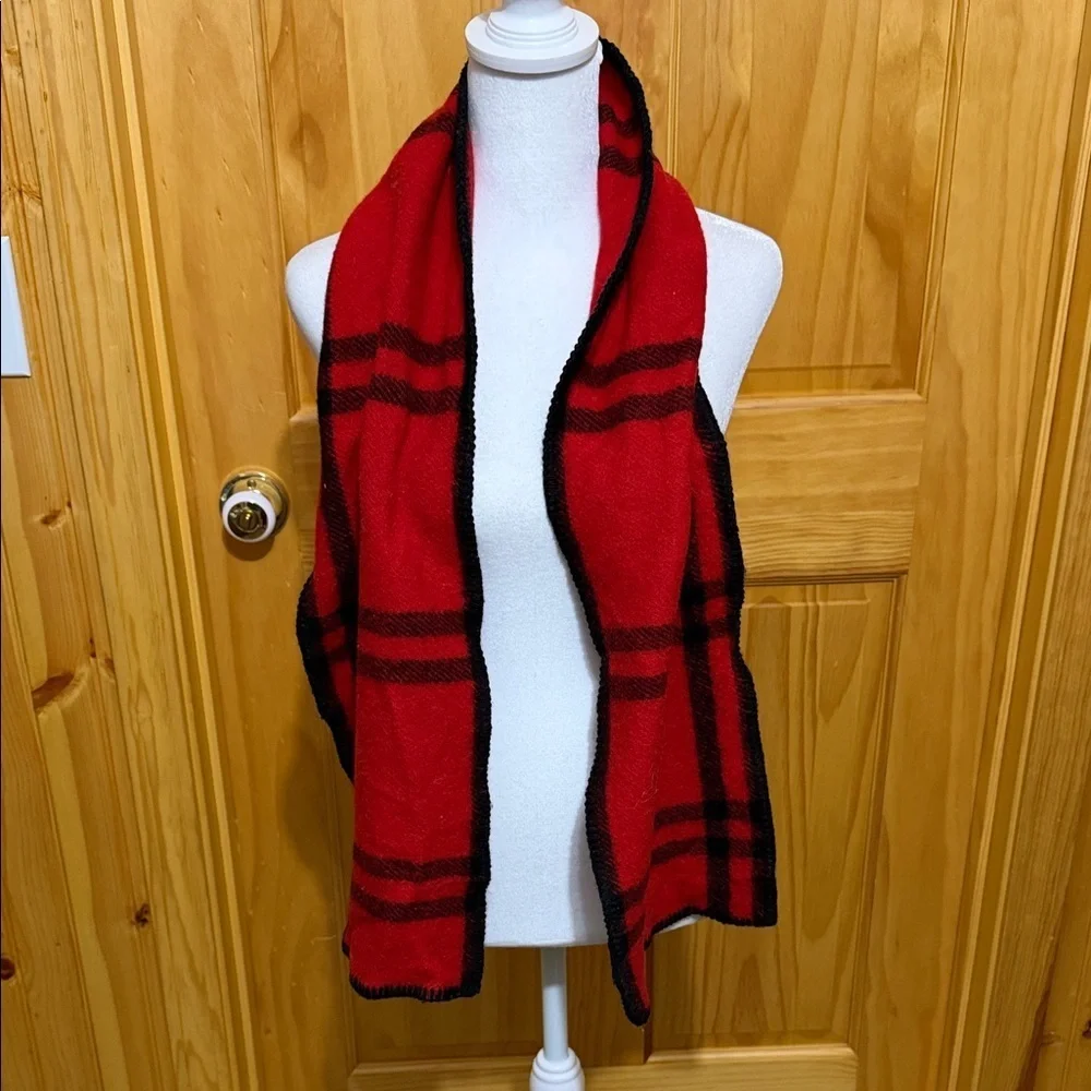 Red and Black Plaid Wool Scarf
